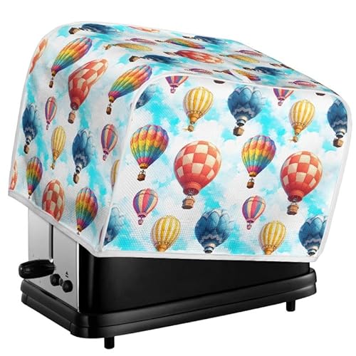Kuiaobaty Heißluftballon-Toaster-Staubschutz für 2/4-Scheiben-Toaster, Regenbogenballon-Druck, Brottoaster, Maschinenabdeckung mit Haken, Küchenzubehör, M von Kuiaobaty