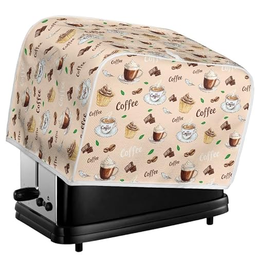 Kuiaobaty Kaffee-Muster-Toaster-Abdeckung mit Haken, zwei Scheiben, Kaffeekuchen-Druck, Brot, Toaster, Ofentuch, Abdeckung, Küchenzubehör, M von Kuiaobaty