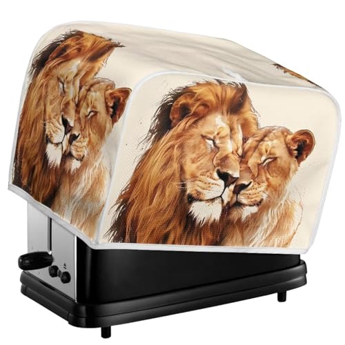 Kuiaobaty Löwenpaar-Druck, 2 Scheiben, Toaster-Abdeckung, Cartoon-Tierliebhaber-Druck, Stoffhülle für Brottoaster, 29,2 x 20,3 x 20,3 cm, leinenähnlich, S Kuiaobaty Löwenpaar-Druck, 2 Scheiben, Toaster-Abdeckung, Cartoon-Tierliebhaber-Druck, Stoffhülle für Brottoaster, 29,2 x 20,3 x 20,3 cm, leinenähnlich, S von Kuiaobaty
