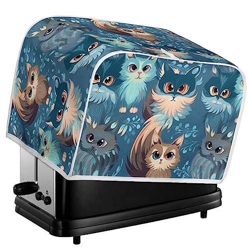 Kuiaobaty Niedliche Katzen-Toaster-Abdeckung, staubdichte Abdeckung, Kawaii-Kätzchen-Blumen, kleine Brotbacker-Abdeckung, fettiger Schutz von Kuiaobaty