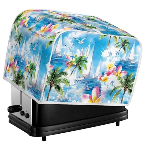 Kuiaobaty Sea Sail Painting Toaster-Abdeckung für 2 Scheiben (29,2 x 20,3 x 20,3 cm), tropische Palmenblumen, maschinenwaschbar, Toaster-Abdeckung mit Haken, S von Kuiaobaty