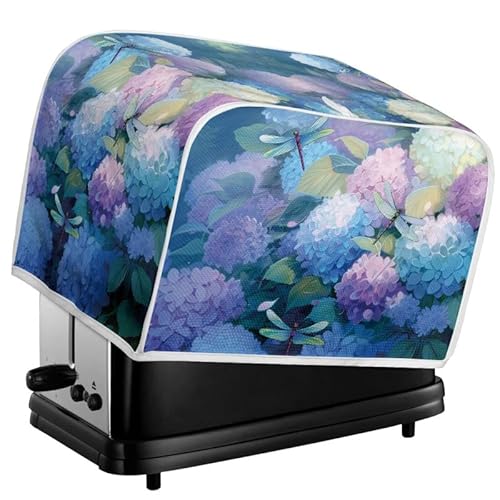 Kuiaobaty Toaster-Abdeckung für 2 Scheiben (29,2 x 20,3 x 20,3 cm), Libellen-Blumenmotiv, maschinenwaschbar, Toaster-Abdeckung mit Haken, Größe S von Kuiaobaty