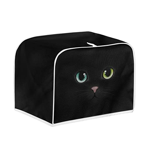 Kuiaobaty Schwarze Katzen-Druck-Toaster-Abdeckung für 2-Scheiben-Toaster, Tiermuster, kleine Küche, Brotmaschinen-Abdeckung, staubdichte Abdeckung von Kuiaobaty