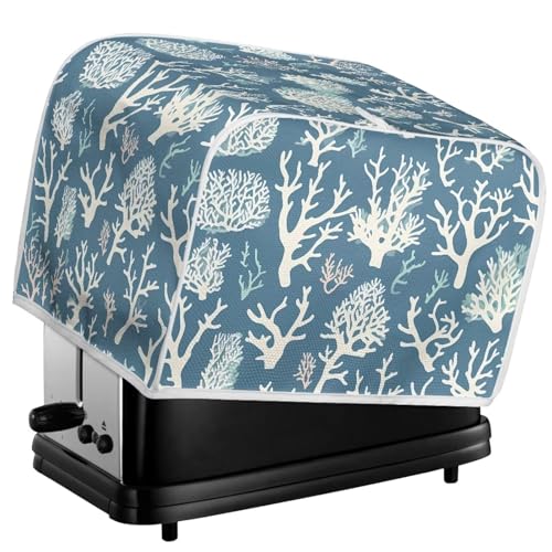 Kuiaobaty Toaster-Abdeckungen mit Korallendruck, 4 Scheiben, Staubschutz, Toaster-Abdeckung mit Haken, Korallen-Texturschutz für Brotmaschine, Schieferblau, M von Kuiaobaty