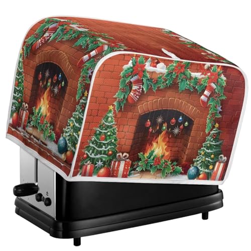 Kuiaobaty Toaster-Staubschutz mit Weihnachtsdruck, 2 Scheiben, Weihnachts-Küchendekoration, leinenähnlich, staubdicht, passend für 2 Toaster, S von Kuiaobaty
