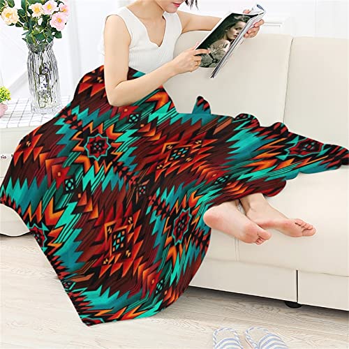 Kuiaobaty Tribal Geometrisches Muster Kurze Fleecedecke Ethno Brown Flauschige Überwurfdecken für Bett Kaschmir Gefühl Decke Dreieck von Kuiaobaty