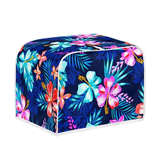 Kuiaobaty Tropische Blumen Blätter Toaster Abdeckungen 4 Scheiben Marineblau Staubschutz Toaster Beutel mit Haken, Abdeckung für Brotmaschine von Kuiaobaty