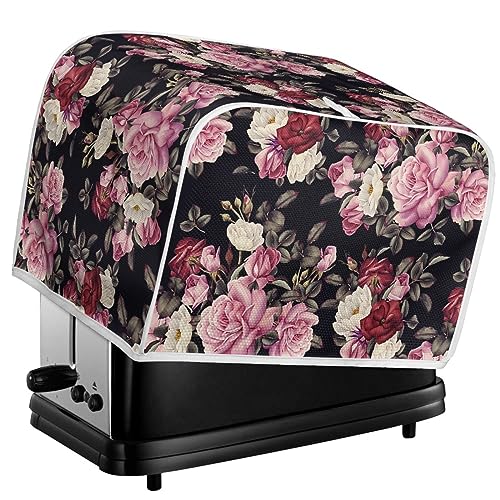 Kuiaobaty Vintage Pink Floral Toaster Cover 2 Slice Küchengerät Zubehör, Blumen Staubschutz Brot Toaster Ofen Staubdichte Abdeckung von Kuiaobaty