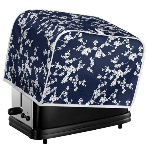 Kuiaobaty Weiße Blumen 4-Scheiben-Toaster-Abdeckung, leinenähnlicher Spandex-Stoff, ländliche Blumenhülle für Brottoaster, Küchendekoration, Marineblau, M Kuiaobaty Weiße Blumen 4-Scheiben-Toaster-Abdeckung, leinenähnlicher Spandex-Stoff, ländliche Blumenhülle für Brottoaster, Küchendekoration, Marineblau, M von Kuiaobaty