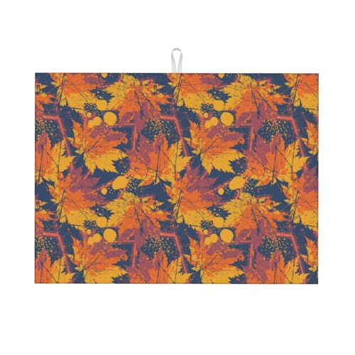 Kuilepa Abtropfmatte im Vintage-Stil, abstraktes Ahornblatt-Kunstdruck, Abtropfmatte für Küchentheke, Trockenmatten, Mikrofaser, Küchen-Arbeitsplattenschutz, Geschirr-Pad, groß, 45,7 x 61 cm Kuilepa Abtropfmatte im Vintage-Stil, abstraktes Ahornblatt-Kunstdruck, Abtropfmatte für Küchentheke, Trockenmatten, Mikrofaser, Küchen-Arbeitsplattenschutz, Geschirr-Pad, groß, 45,7 x 61 cm von Kuilepa
