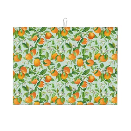 Kuilepa Abtropfmatte mit Mandarinen-Druck, für Küchentheke, Trockenmatten, Mikrofaser, Küchen-Arbeitsplattenschutz, Geschirr-Pad, groß, 45,7 x 61 cm von Kuilepa