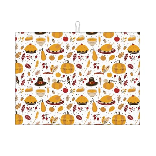 Kuilepa Abtropfmatte mit Thanksgiving-Druck, für Küchentheke, Trockenmatten, Mikrofaser, Küchen-Arbeitsplattenschutz, Geschirr-Pad, groß, 45,7 x 61 cm von Kuilepa