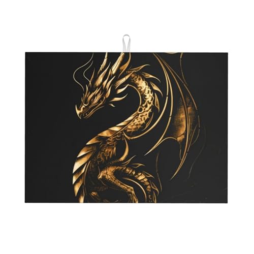 Kuilepa Abtropfmatte mit goldenem Drachen, Tattoo-Kunstdruck, für Küchentheke, Trockenmatten, Mikrofaser, Küchenarbeitsplatte, Schutz, Geschirrunterlage, groß, 45,7 x 61 cm Kuilepa Abtropfmatte mit goldenem Drachen, Tattoo-Kunstdruck, für Küchentheke, Trockenmatten, Mikrofaser, Küchenarbeitsplatte, Schutz, Geschirrunterlage, groß, 45,7 x 61 cm von Kuilepa