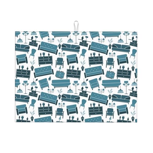Kuilepa Abtropfmatte mit modernem Möbeldruck, für Küchentheke, Trockenmatten, Mikrofaser, Küchen-Arbeitsplattenschutz, Geschirr-Pad, groß, 45,7 x 61 cm von Kuilepa