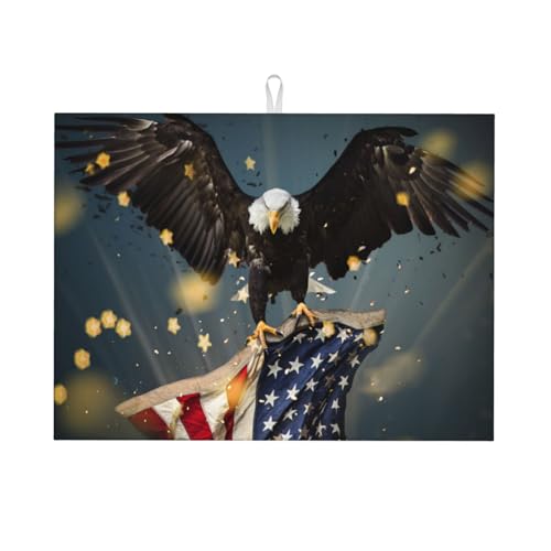 Kuilepa Abtropfmatte mit nordamerikanischem Weißkopfseeadler-Druck, für Küchentheke, Trockenmatten, Mikrofaser, Küchen-Arbeitsplattenschutz, Geschirr-Pad, groß, 45,7 x 61 cm von Kuilepa