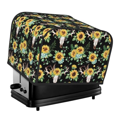 Kuilepa Brotback-Abdeckung für Küchenmaschine, 4 Scheiben für Zuhause, Untersetzer mit Fingerabdruck, kleines Küchengerät, Boho-Sonnenblumen-Totenkopf-Design von Kuilepa