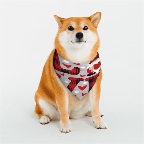 Kuilepa Buffalo Plaid Love and Gnome Print Dog Bandana Birthday Gift Washable Bandana Scarf for Small to Large Dog Puppy Cat-Small von Kuilepa