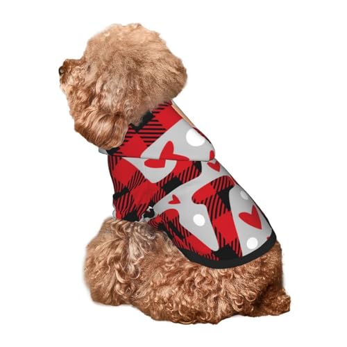 Kuilepa Buffalo Plaid Love and Gnome Print Dog Hoodie Security Dog Sweater Dog Clothes Dog Hoodie Sweatshirt for Small Medium Large Dogs (Xs-XXL) von Kuilepa