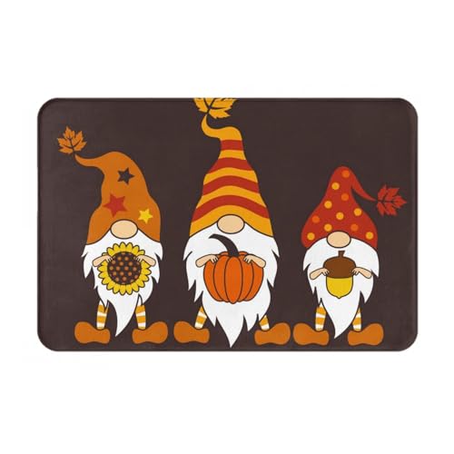 Kuilepa Fußmatte mit Herbst-Zwergen-Druck, für drinnen und draußen, Terrasse, rutschfeste Eingangsmatte für Zuhause, Außeneingang, Hof, Boden, Terrasse, 60 x 40 cm von Kuilepa