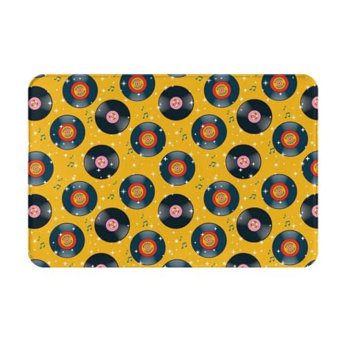 Kuilepa Fußmatte mit Retro-Vinyl-Schallplatten-Druck, rutschfeste Eingangsmatte für Zuhause, Außeneingang, Hof, Boden, Terrasse, 60 x 40 cm von Kuilepa