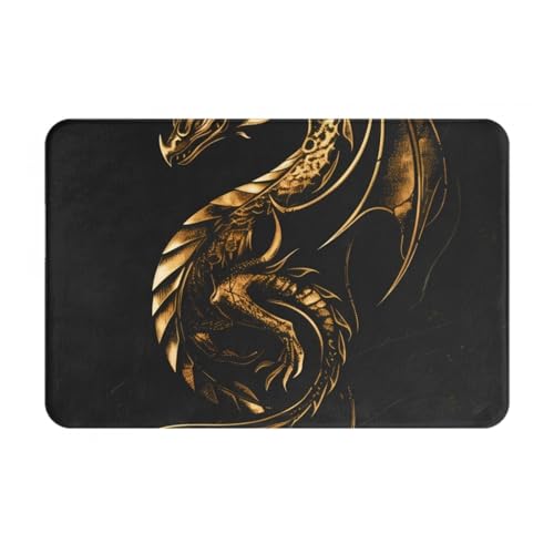 Kuilepa Fußmatte mit goldenem Drachen, Tattoo-Kunstdruck, für drinnen und draußen, rutschfest, Eingangsmatte für Zuhause, Außeneingang, Hof, Boden, Terrasse, 60 x 40 cm Kuilepa Fußmatte mit goldenem Drachen, Tattoo-Kunstdruck, für drinnen und draußen, rutschfest, Eingangsmatte für Zuhause, Außeneingang, Hof, Boden, Terrasse, 60 x 40 cm von Kuilepa