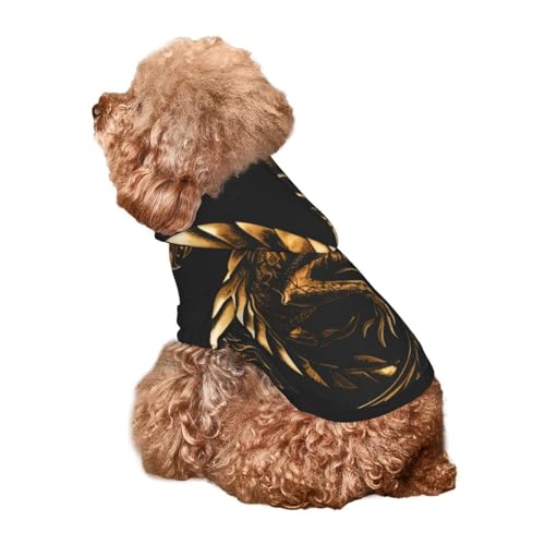 Kuilepa Goldener Drache, Tattoo-Kunstdruck, Hunde-Kapuzenpullover, Sicherheitshundepullover, Hundekleidung, Hunde-Kapuzenpullover für kleine, mittelgroße und große Hunde (Größe XS-XXL) von Kuilepa