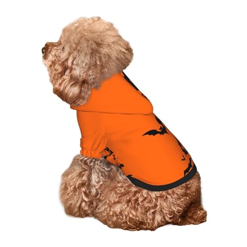 Kuilepa Halloween-Kapuzenpullover mit Fledermaus-Aufdruck, Sicherheits-Hundepullover, Hunde-Kapuzenpullover für kleine, mittelgroße und große Hunde (Größe XS-XXL) von Kuilepa