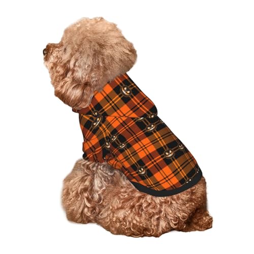 Kuilepa Halloween-Kapuzenpullover mit Schottenkaro, Sicherheits-Hundepullover, Hundekleidung, Hunde-Kapuzenpullover für kleine, mittelgroße und große Hunde (Größe XS - XXL) von Kuilepa