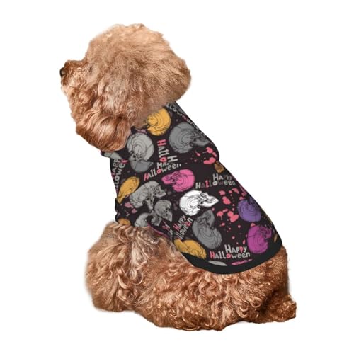 Kuilepa Halloween-Kapuzenpullover mit Skelett-Druck, Sicherheits-Hundepullover, Hundekleidung, Hunde-Kapuzenpullover für kleine, mittelgroße und große Hunde (Größe XS-XXL) von Kuilepa