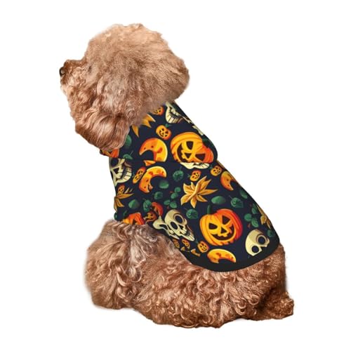 Kuilepa Halloween-Kapuzenpullover mit Totenkopf-Aufdruck, Sicherheits-Hundekleidung, Hunde-Kapuzenpullover für kleine, mittelgroße und große Hunde (Größe XS-XXL) von Kuilepa
