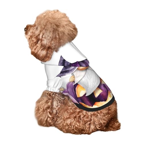 Kuilepa Halloween-Zwerg mit Kürbis-Aufdruck, Hunde-Kapuzenpullover, Sicherheitshundpullover, Hundekleidung, Hunde-Kapuzenpullover für kleine, mittelgroße und große Hunde (Größe XS-XXL) von Kuilepa