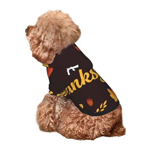Kuilepa Hunde-Kapuzenpullover mit Aufdruck "Happy Thanksgiving 1", Sicherheits-Hundekleidung, Hunde-Kapuzenpullover für kleine, mittelgroße und große Hunde (Größe XS-XXL) von Kuilepa