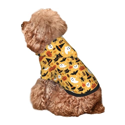 Kuilepa Hunde-Kapuzenpullover mit Halloween-Geister-Kürbis-Druck, Sicherheits-Hundepullover, Hunde-Kapuzenpullover für kleine, mittelgroße und große Hunde (Größe XS-XXL) von Kuilepa