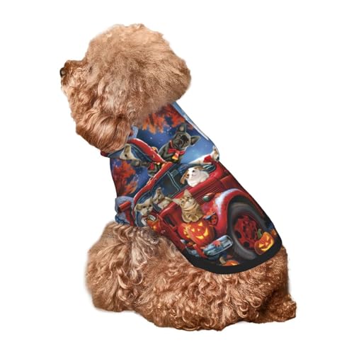 Kuilepa Hunde-Kapuzenpullover mit Halloween-Kürbis-Aufdruck, Sicherheits-Hundekleidung, Hunde-Kapuzenpullover für kleine, mittelgroße und große Hunde (Größe XS-XXL) von Kuilepa