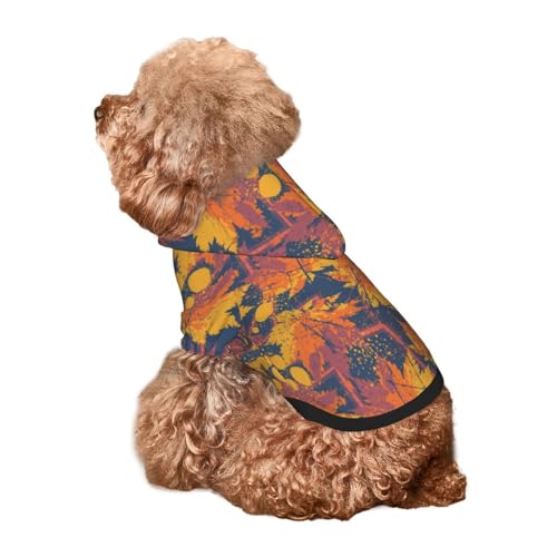 Kuilepa Hunde-Kapuzenpullover mit abstraktem Ahornblatt-Kunstdruck, Vintage-Stil, Sicherheits-Hundekleidung, Hunde-Kapuzenpullover für kleine, mittelgroße und große Hunde (Größe XS-XXL) von Kuilepa