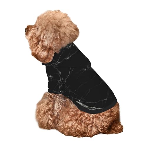 Kuilepa Hunde-Kapuzenpullover mit abstraktem Aufdruck, Marmor-Textur, für kleine, mittelgroße und große Hunde, Größe XS - XXL, Schwarz von Kuilepa