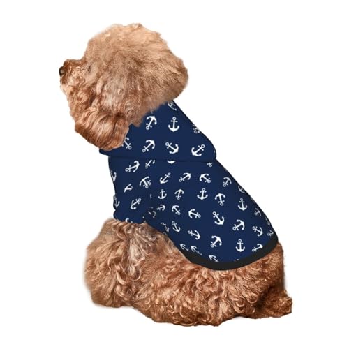 Kuilepa Hunde-Kapuzenpullover mit einfachem Anker-Motiv, Sicherheits-Hundepullover, Hundekleidung, Hunde-Kapuzenpullover für kleine, mittelgroße und große Hunde (Größe XS - XXL) von Kuilepa