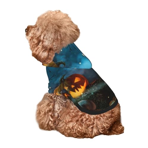 Kuilepa Hunde-Kapuzenpullover mit gruseligem Halloween-Aufdruck, Sicherheits-Hundekleidung, Hunde-Kapuzenpullover für kleine, mittelgroße und große Hunde (Größe XS-XXL) von Kuilepa