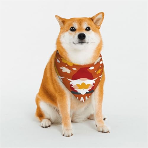 Kuilepa Hundehalstuch, Motiv: Happy Thanksgiving mit drei Zwergen, Geburtstagsgeschenk, waschbar, Bandana für kleine bis große Hunde, Welpen, Katzen, Größe M von Kuilepa