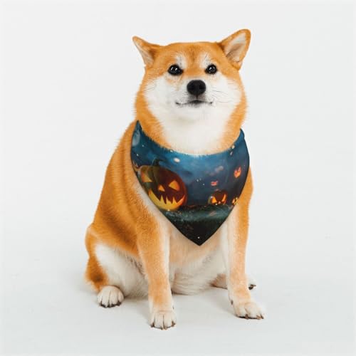 Kuilepa Hundehalstuch mit gruseligem Halloween-Aufdruck, Geburtstagsgeschenk, waschbares Bandana für kleine bis große Hunde, Welpen, Katzen, Größe M Kuilepa Hundehalstuch mit gruseligem Halloween-Aufdruck, Geburtstagsgeschenk, waschbares Bandana für kleine bis große Hunde, Welpen, Katzen, Größe M von Kuilepa