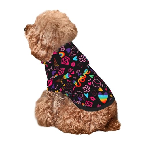Kuilepa LGBT Hunde-Kapuzenpullover mit Regenbogen-Aufdruck für kleine, mittelgroße und große Hunde (Größe XS - XXL) von Kuilepa