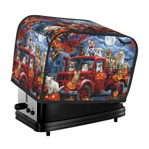 Kuilepa Ofenabdeckung, Küchenschutz, Brotmaschinenschutz, 2 Scheiben, Toaster-Abdeckung für Zuhause, Küche, kleine Geräte, Halloween, Haustiere, Kürbisse von Kuilepa