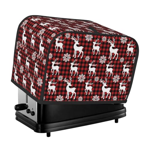 Kuilepa Ofenabdeckung, Küchenschutz, Brotmaschinenschutz, 2 Scheiben, Toaster-Abdeckung für Zuhause, Küche, kleine Geräte, kariert, Rentier, Schneeflocken von Kuilepa