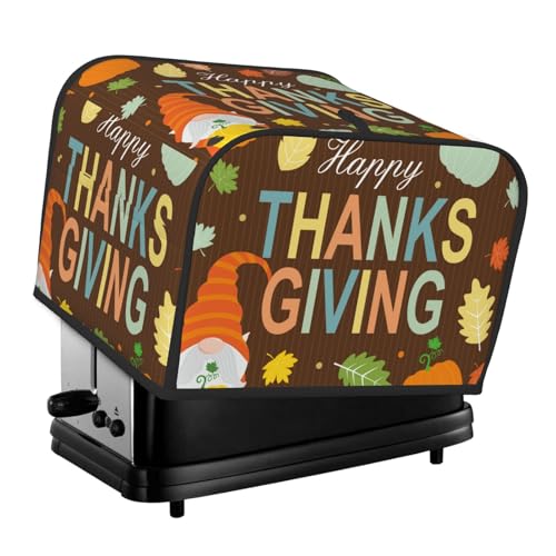 Kuilepa Ofenabdeckung, Küchenschutz, Brotmaschinenschutz, 4 Scheiben, Toaster-Abdeckung für Zuhause, Fingerabdruck-Untersetzer, Küche, kleines Gerät, Happy Thanksgiving mit Zwerg von Kuilepa