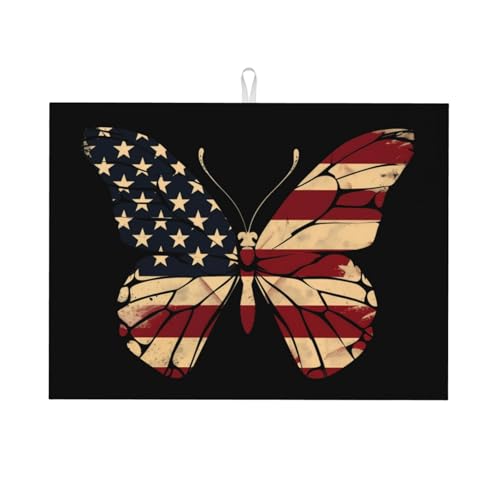 Kuilepa Patriotische Usa Schmetterling Kunstdruck Abtropfmatte für Küchentheke Trockenmatten Mikrofaser Küche Arbeitsplatte Schutz Geschirr Pad groß 45,7 x 61 cm Kuilepa Patriotische Usa Schmetterling Kunstdruck Abtropfmatte für Küchentheke Trockenmatten Mikrofaser Küche Arbeitsplatte Schutz Geschirr Pad groß 45,7 x 61 cm von Kuilepa