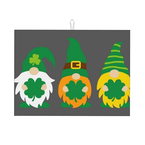 Kuilepa Spring St. Patrick's Day Abtropfmatte mit irischem Zwergen-Druck, für Küchentheke, Trockenmatten, Mikrofaser, Küchen-Arbeitsplatte, Schutz, Geschirr-Pad, groß, 45,7 x 61 cm von Kuilepa