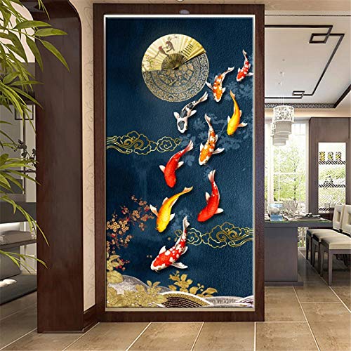 Chinesische Art Red Koi Lucky Karpfen Leinwand Gemälde Fisch Goldfisch PosterJahresring Bild Bild Eingang Wohnkultur 20x40cm rahmenlos von Kuingbhn