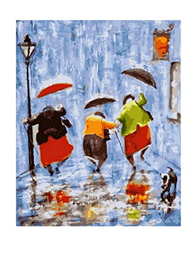 Wohnzimmerdekoration Leinwand Wandkunst Drei schöne alte Damen halten Regenschirme und Hunde tanzen im Regen-40x50cm rahmenlos Wohnzimmerdekoration Leinwand Wandkunst Drei schöne alte Damen halten Regenschirme und Hunde tanzen im Regen-40x50cm rahmenlos von Kuingbhn