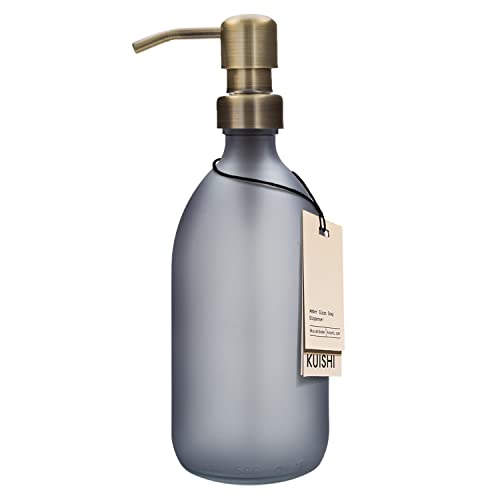 Kuishi Grey Matte Amber 500 ml Seifenspender aus Glas mit Goldener Edelstahlpumpe, umweltfreundlich, Dekorationswerkzeug von Kuishi