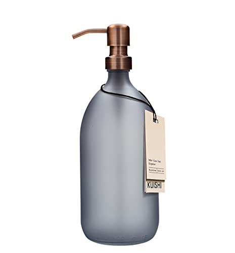 Kuishi Grey Matte Amber 1000 ml Seifenspender aus Glas mit Pumpe aus bronzefarbenem Edelstahl, umweltfreundlich,Haus Dekoration von Kuishi